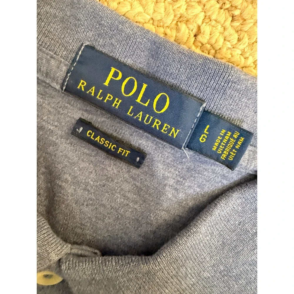 Polo Ralph Lauren Mens Classic Fit Blue Heather Short Sleeve Polo Shirt Large